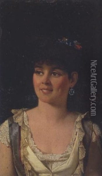 Damenportrat Oil Painting - Alexander (Aleksandr) Antonovich Rizzoni