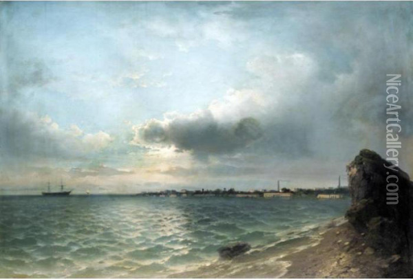 Clouds Gathering Over The Harbour Oil Painting - Ivan Konstantinovich Aivazovsky