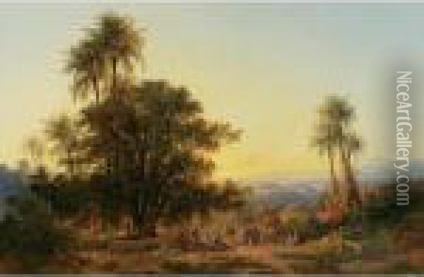 Caravan At The Oasis Oil Painting - Friedrich Otto Georgi
