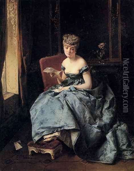 The Letter Oil Painting - Domenico Induno