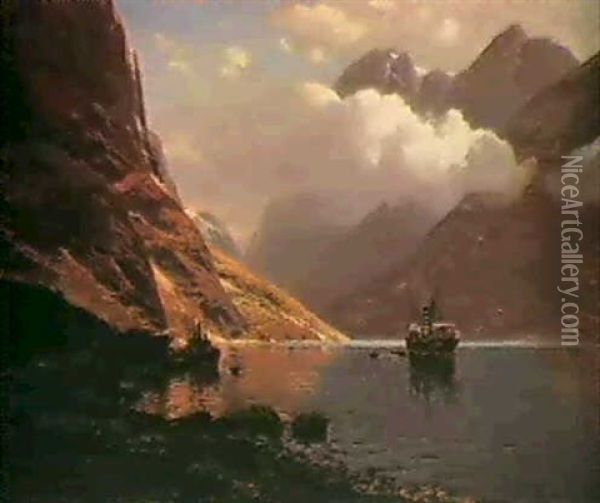 Am Naerofjord Bei Gudvangen Oil Painting - Karl Paul Themistocles von Eckenbrecher