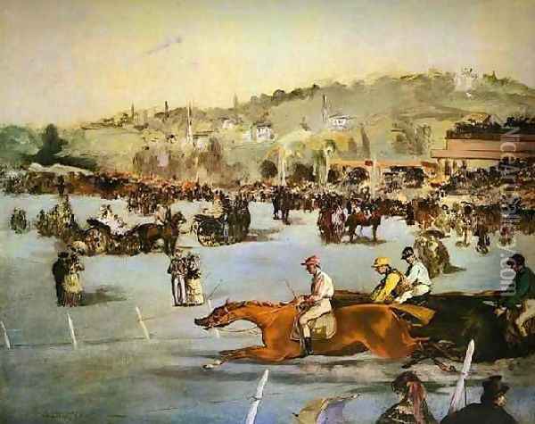 Racecourse In The Bois De Boulogne Oil Painting - Edouard Manet