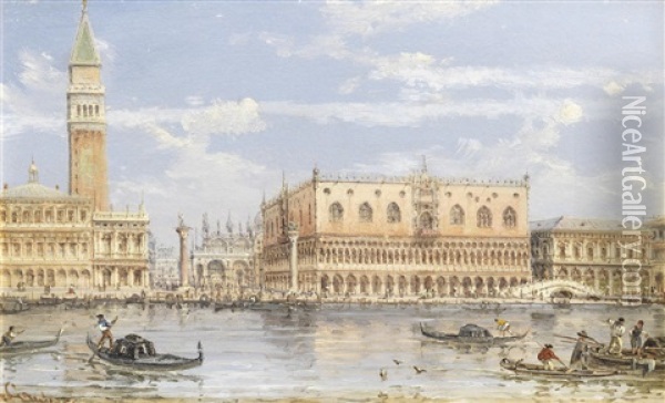 The Piazzetta And Doge's Palace Oil Painting - Giovanni Grubas