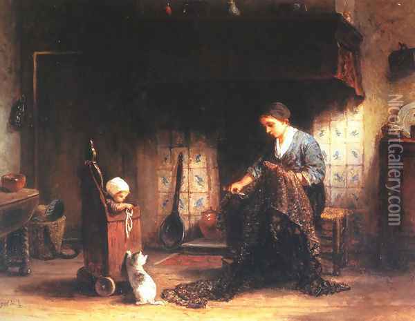 Mending The Nets Oil Painting - Jozef Israels