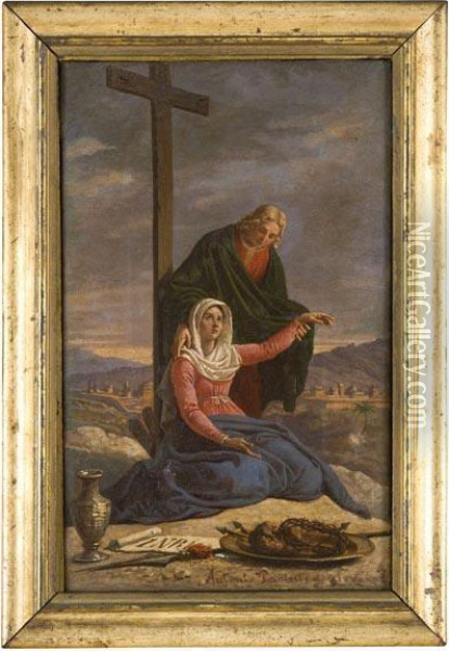 La Vergine E Giovanni Evangelista Con I Simboli Della Passione Oil Painting - Antonio Paoletti
