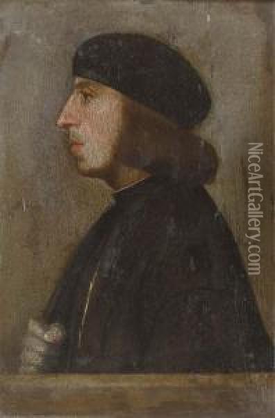 Portrait Of A Gentleman, Bust-length, In Profile Oil Painting - Hans Holbein the Younger