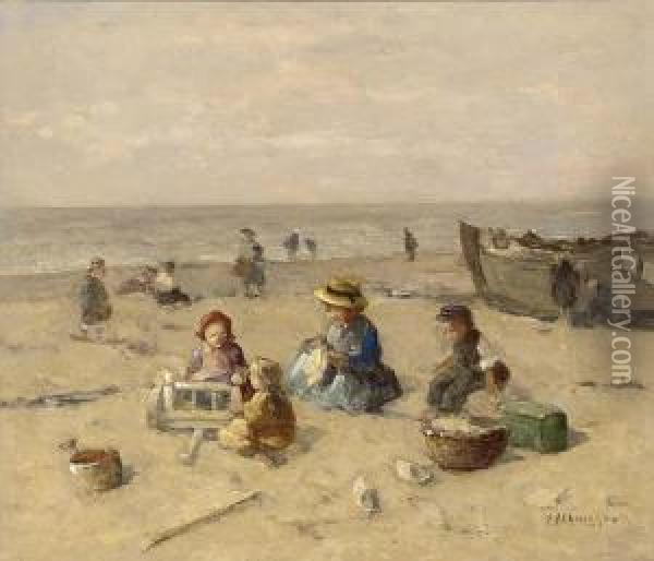 Day At The Beach Oil Painting - Johannes Evert Akkeringa