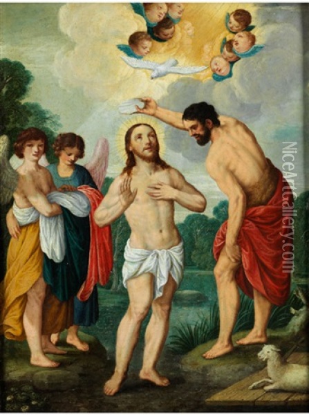 Taufe Christi Im Jordan Oil Painting - Johann (Hans) Konig