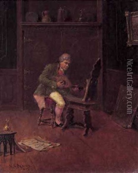 The Lute Player Oil Painting - Nicholas Alden Brooks