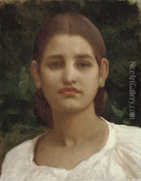 Head Of A Girl (thought To Be From Capri) Oil Painting - Frederick Leighton