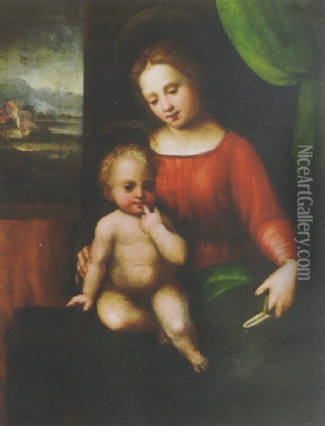 Madonna And Child With Saint John The Baptist In A Landscape Oil Painting - Francesco di Cristofano