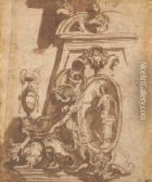 Une Gorgone Conduisant Une Chimere Oil Painting - Jacopo Zanguidi, Called Jacopo Bertoija
