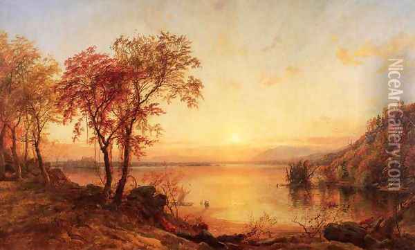 Sunset at Greenwood Lake Oil Painting - Jasper Francis Cropsey