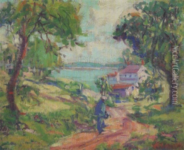 Path In Gloucester Oil Painting - Kathryn E. Bard Cherry