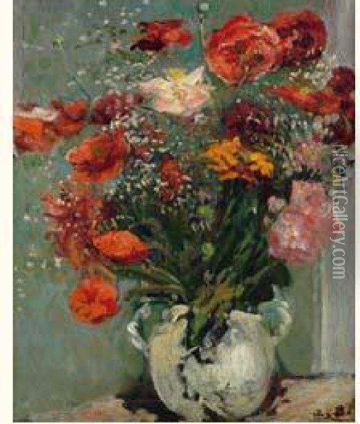 Bouquet Oil Painting - Jacques-Emile Blanche