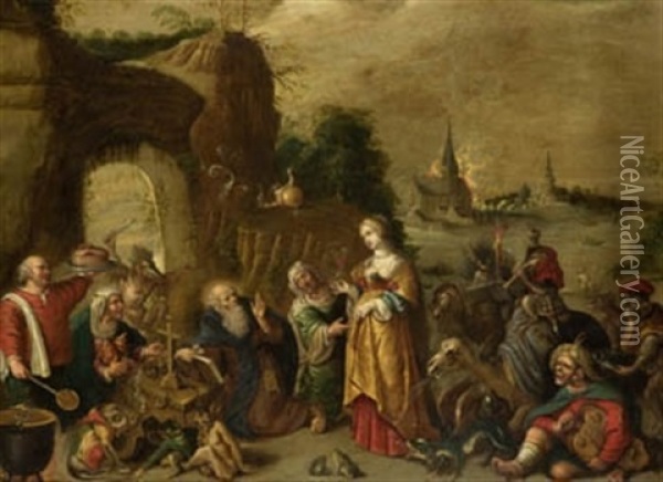 Tentaciones De San Antonio Oil Painting - Cornelis de Baellieur the Elder