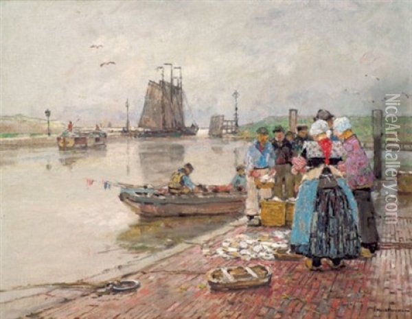 Marktszene Im Hafen Oil Painting - Hans Herrmann