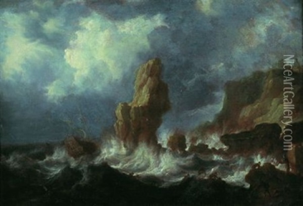 Marine Par Temps Agite Pres D'une Cote Rocheuse Oil Painting - Bonaventura Peeters the Elder