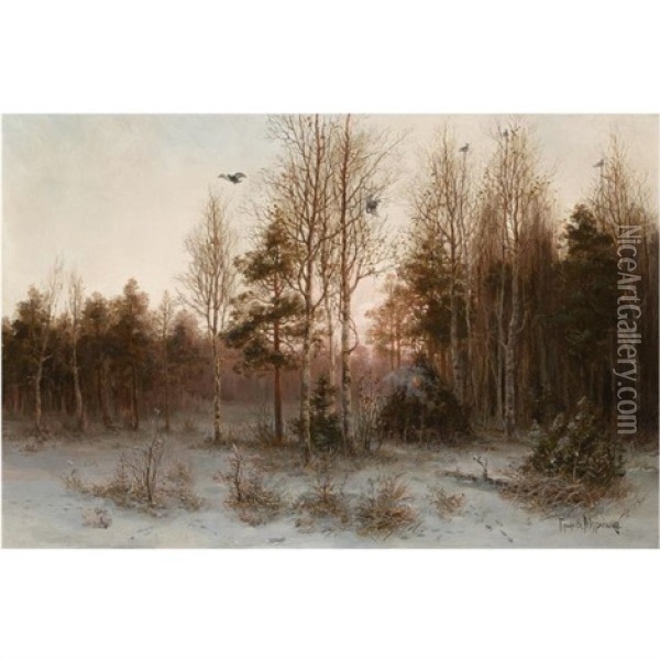 Forest At Twilight Oil Painting - Vladimir Leodinovitch (Comte de) Muravioff