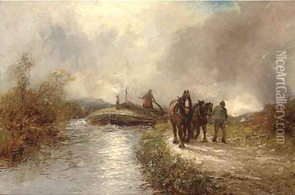 On the tow path, the Manchester Ship Canal Oil Painting - William Manners