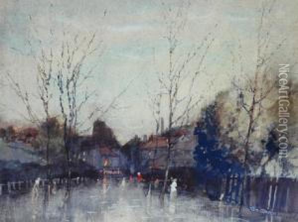 European Street Scene Oil Painting - Tom Garrett