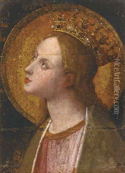 Head of a female saint Oil Painting - Florentine School