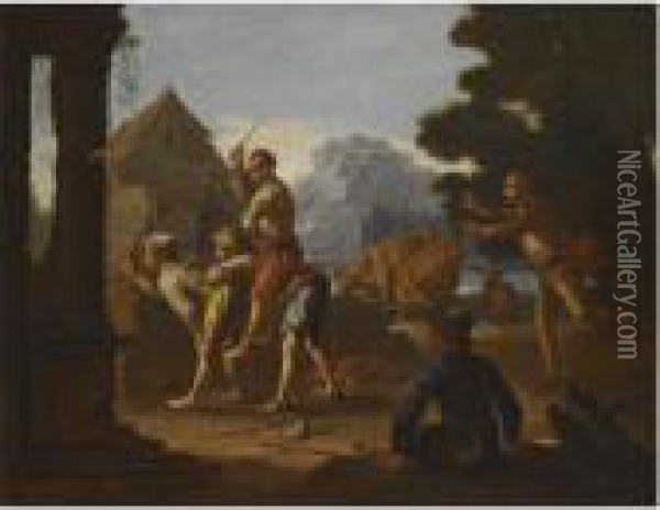 A Landscape With Children Playing In The Foreground Oil Painting - Giacomo Francesco Cipper
