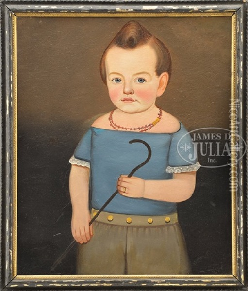 Child In Blue With A Cane Oil Painting - William W. Kennedy