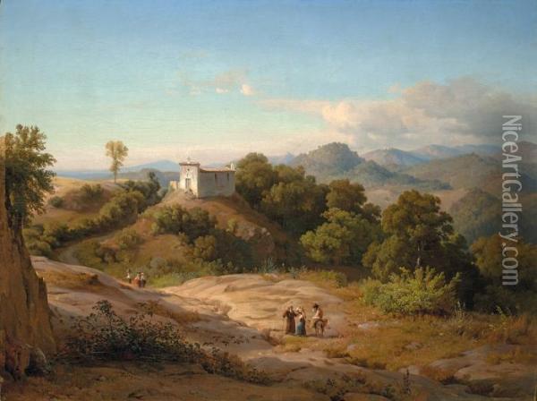 Italienische Landschaft Oil Painting - Louis Gurlitt