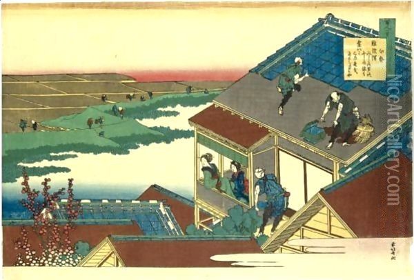 Ise From The Series 'Hyakunin Isshu Ubaga Etoki' Oil Painting - Katsushika Hokusai