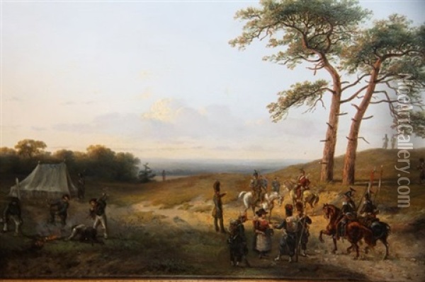 Marketentster Bij Het Kampement Oil Painting - Anthonie Jacobus van Wijngaerdt