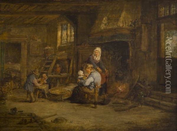 Interior Scene Oil Painting - Adriaen Jansz van Ostade