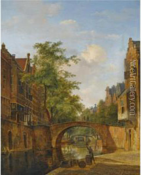 View Of The Oude Gracht, Utrecht Oil Painting - Kasparus Karsen