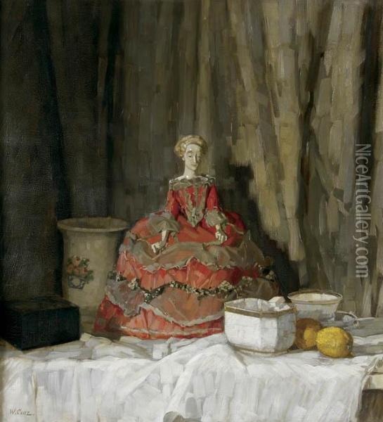 Still Life With Doll Oil Painting - Walter Conz