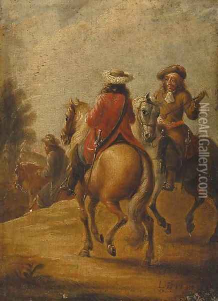 Horsemen on the trot Oil Painting - Lambert de Hondt