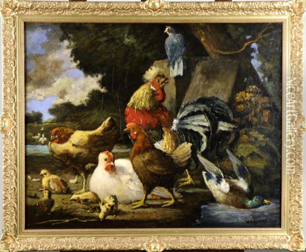 La Basse-cour Oil Painting - W.A. Gyzeman