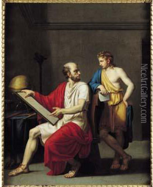 Aristote Instruisant Alexandre Oil Painting - Joseph-Francois Ducq