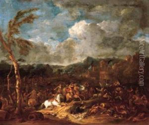 A Cavalry Skirmish Oil Painting - Pieter Van Bredael