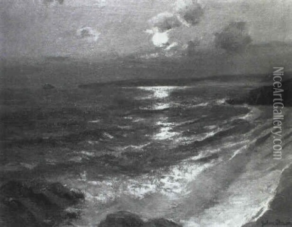Sunset Over The Sea Oil Painting - Julius Olsson