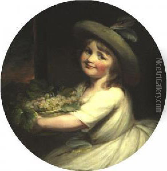 Young Girl With Grapes Oil Painting - Daniel Gardner