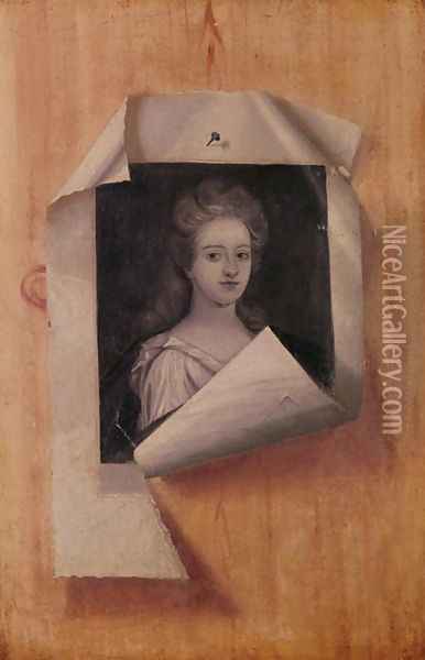 Trompe l'Oeil Portrait of a Lady Oil Painting - Edwart Collier