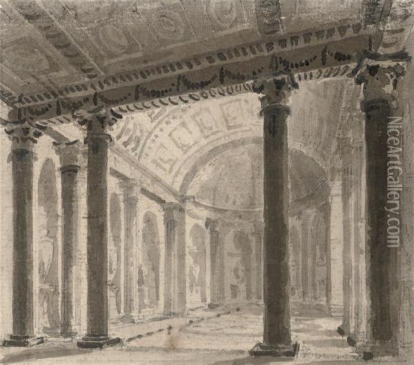 View Of The Interior Of A Basilica Oil Painting - George Dance