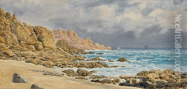 Porth Gwarra, Cornwall Oil Painting - John Edward Brett