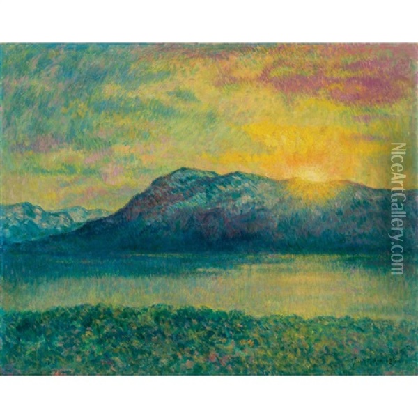 Midnight Sun Of Abisko, Sweden Oil Painting - Frank Milton Armington