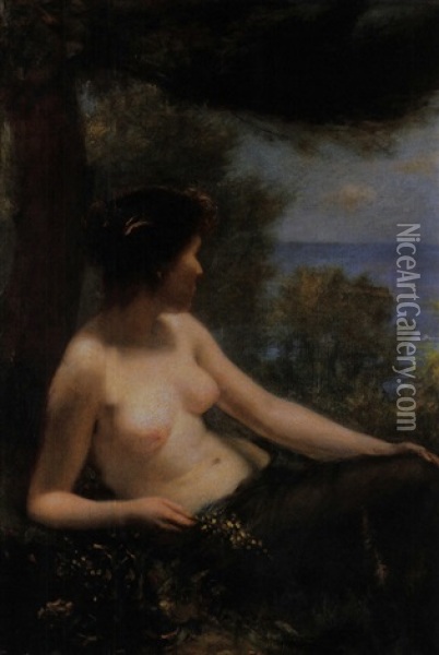 Junge Frau An Der Cote D'azur Oil Painting - Henri Benard