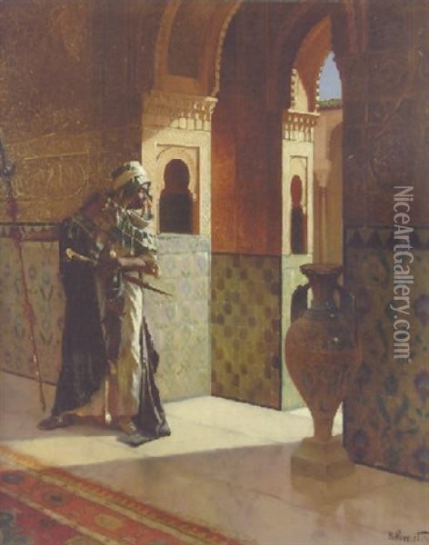 The Moorish Guard, The Alhambra Oil Painting - Rudolf Ernst