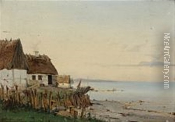 Beach View From Sletten, Denmark Oil Painting - Vilhelm Peter Carl Petersen