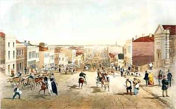 Collins Street looking west from Russell Street Oil Painting - Samuel Thomas Gill