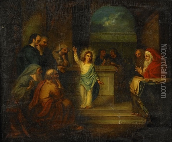 Jesus I Templet Oil Painting - Pehr Hoerberg