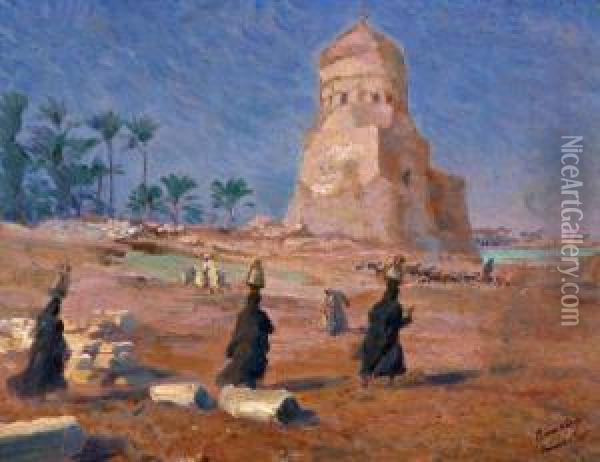 Bedoeienen In Egyptische Woestijn Oil Painting - Karoly Cserna